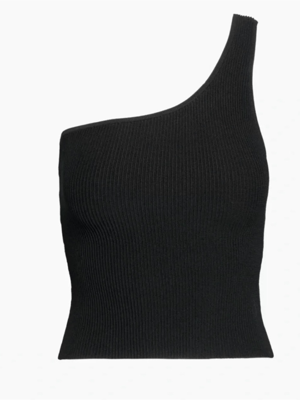 Babaton Sculpt Knit One-Shoulder Tank, Black, L